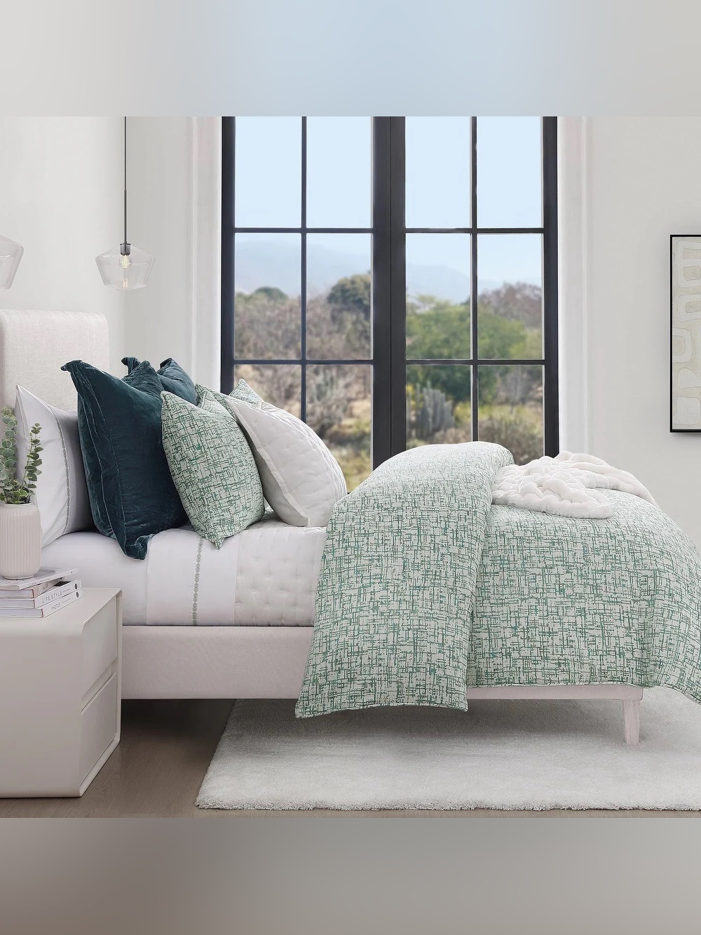 HiEnd Accents Keziah Green Textured Pattern Chenille Jacquard Modern Comforter